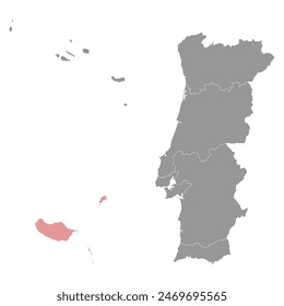 Madeira map, administrative division of Portugal. Vector illustration.