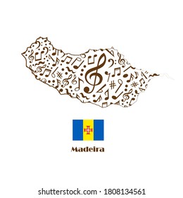 Madeira map flag made from music notes. 