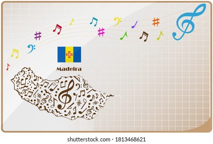 Madeira map flag made from music notes. 