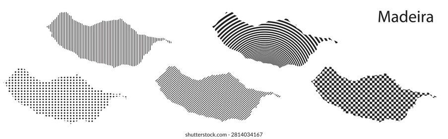 Madeira map infographic simple design element black abstract geometric pattern icon style Madeira country landscape outline shape vector illustration