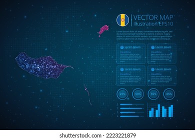 Madeira map infographics template for diagram, graph, presentation and chart with abstract geometric mesh polygonal light concept on blue background. Vector Illustration EPS10.