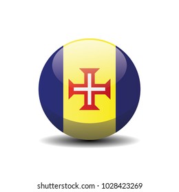 Madeira national circle button flag background texture. Vector illustration.