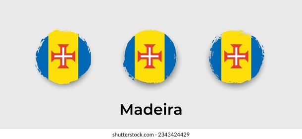 Madeira national flag grunge circle round shape bubble vector icon illustration