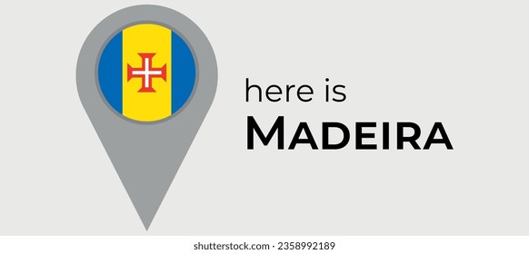 Madeira national flag map marker pin icon illustration