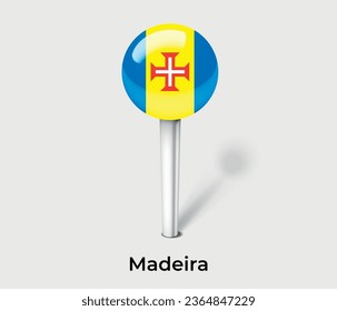 Madeira national flag map marker pin icon illustration