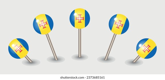 Madeira national flag map marker pin icon illustration