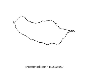 Madeira outline map country shape national borders Portugal