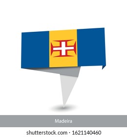 Madeira (Portugal) Country flag. Paper origami banner. Flat flag vector illustration.