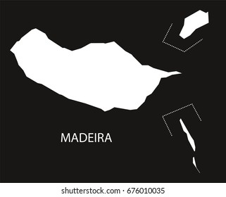 Madeira Portugal map black inverted silhouette illustration shape