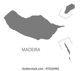 Madeira Portugal Map in grey