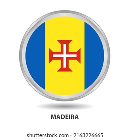 Madeira round flag design is used as badge, button, icon, wall painting