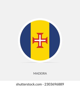 Madeira round flag icon with shadow.