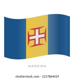 Madeira waving flag vector icon. National symbol of Madeira. Vector illustration isolated on white.