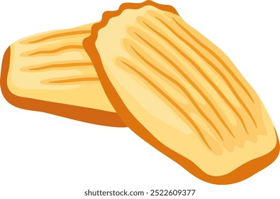 Ilustración de piezas de galletas de Madeleine aisladas sobre fondo blanco	