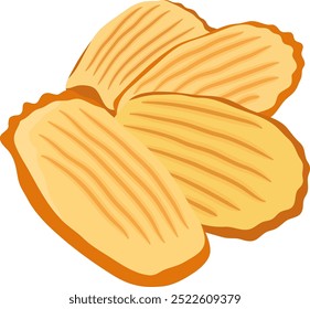 Madeleine Cookies Pieces Illustration Isolated on White Background	