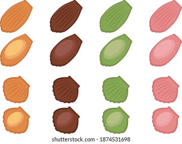 
Madeleine illustration set with various flavors