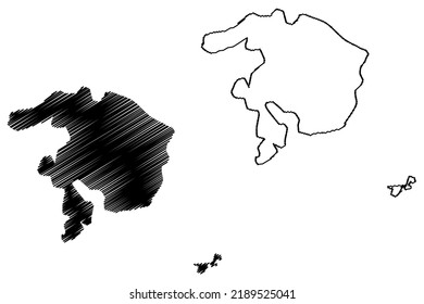 Madeleine Island (Republic Of Senegal) Map Vector Illustration, Scribble Sketch Iles De La Madeleine Map