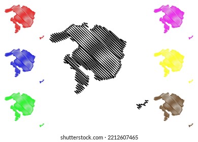 Madeleine Island (Republic Of Senegal) Map Vector Illustration, Scribble Sketch Iles De La Madeleine Map