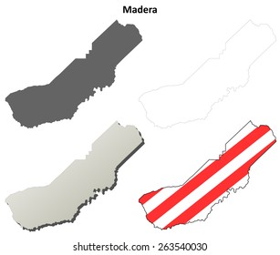 Madera County (California) outline map set