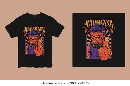 madfrank  t-shirt design. Vector print, typography, poster, print, emblem. Global swatches.