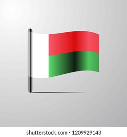 Madgascar waving Shiny Flag design vector