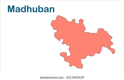 Mapa da subdivisão de Madhuban , Distrito de East champaran, Estado de Bihar, República da Índia, Governo de Bihar, território indiano, Índia Oriental, política, aldeia, turismo