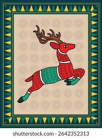 Madhubani Art Decor: Bring the Spirit of the Running Deer Home (Decoração de Arte Madhubani: Traga o Espírito do Cervo Correndo para Casa). Madhubani arte, Mithila pintura, arte popular indiana, Correndo veado Madhubani