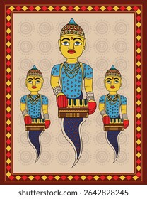 Madhubani Art: Músico Indiano Tocando Harmonium - Ritmos Populares. Madhubani art, Músico indiano, Harmonium, Folk art Índia