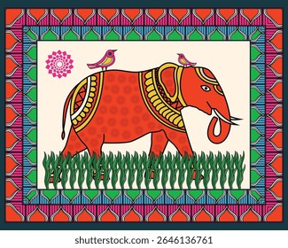 Madhubani Art: Majestic Elephant - Symbol of Strength and Wisdom. Madhubani art, Elephant art, Indian folk art, Mithila painting