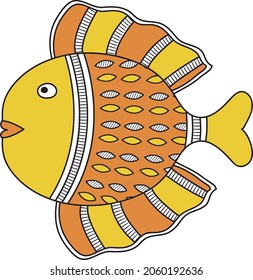 Madhubani Fish, Motif, Indian Folk Art, Beautiful Fish 