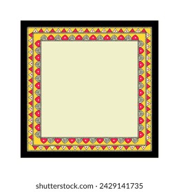 Madhubani frame , modubani border , indian art , art frame isolated on white background for cushions , invitation greeting card print on demand banner poster photo frames