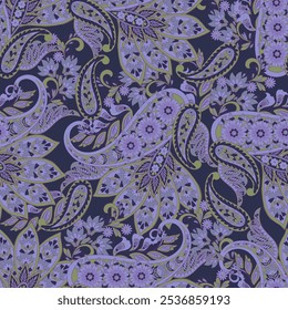 Madhubani, Kalamkari, Chinz, and Kani seamless pattern. Shirting fabric, Ajrakh and Ikat styles. Patola backdrop. Floral allover design