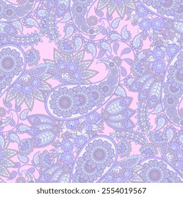 Madhubani, Kalamkari, Chinz, and Kani seamless pattern. Shirting fabric, Ajrakh and Ikat styles. Patola backdrop. Floral allover design