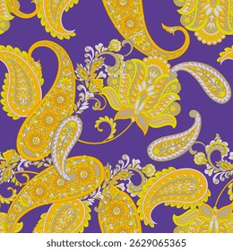 Madhubani, Kalamkari, Chinz, and Kani seamless pattern. Shirting fabric, Ajrakh and Ikat styles. Patola backdrop. Vector Floral allover design