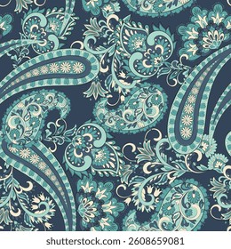 Madhubani, kalamkari, kani seamless pattern. Vector Ajrakh Ikat print patola. Background digital printing textile pattern floral allover design