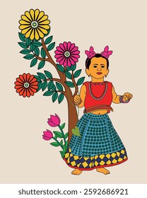 Madhubani Painting: Innocence and Beauty in Folk Art. Madhubani art, Mithila painting, Indian folk art, Madhubani girl.