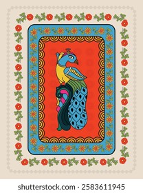 Madhubani Peacock Painting: A Symbol of Beauty and Grace. Madhubani art, Mithila painting, Indian folk art, Madhubani peacock