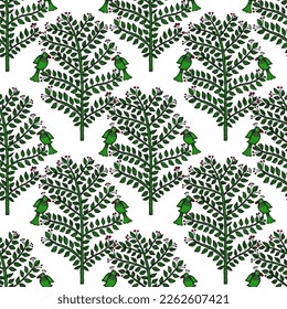 Madhubani tree seamless pattern , indian pattern for textile , wrapping , stationary