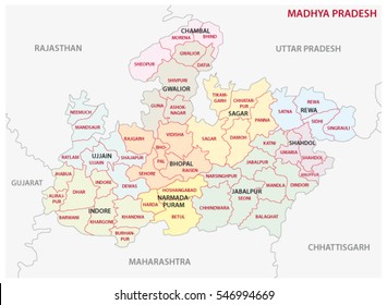 Madhya Pradesh administrative and political vector map