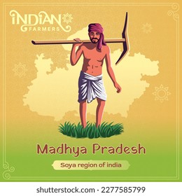 Granjero de Madhya Pradesh - Una vibrante ilustración vectorial que ilustra la resiliencia y el duro trabajo de la agricultura india