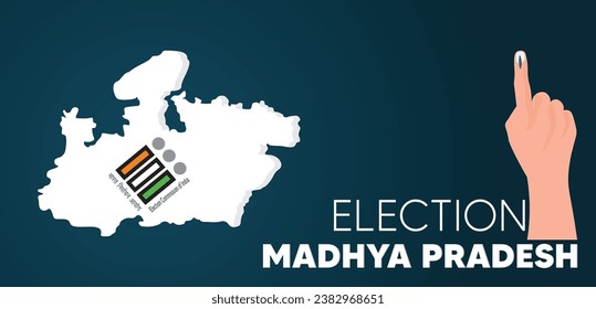 Madhya Pradesh Legislative election Indian state with geographical map vector poster svg