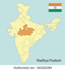 Madhya Pradesh Map India State Borders Stock Vector (Royalty Free ...