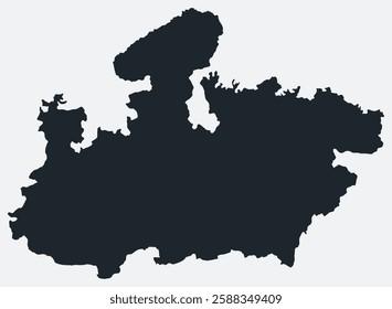 Madhya Pradesh map. Just a simple border map. Shape of the state. Flat blank Madhya Pradesh outline. Vector boundary illustration.