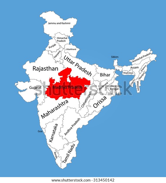 Madhya Pradesh State India Vector Map Stock Vector (Royalty Free) 313450142