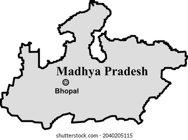 madhya Pradesh state map, Indian state border capital bhopal