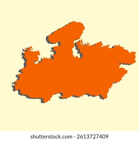 Madhya Pradesh State Map with orange color