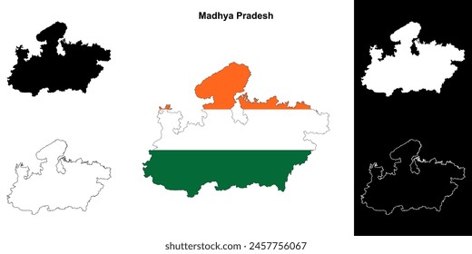 Madhya Pradesh state outline map set