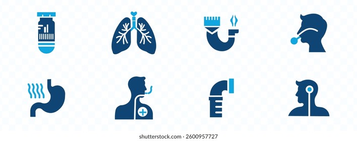 madical icon set . nose, mouth, ear, brain, head, hand, stomach, heart, kidneys, liver, lungs simple colour
