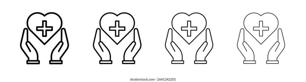 Madical support icon Outline sign symbol set