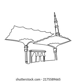 madinah mosque continuous single line illustration